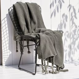 image-Solid Color Nordic Sofa Office Leisure Blanket Knitted Tassel