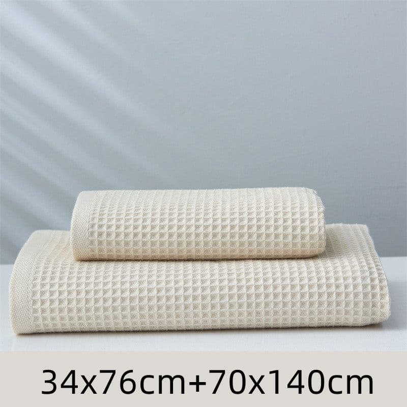 image-Pure Cotton Japanese-style Absorbent Household Honeycomb Pattern Towel