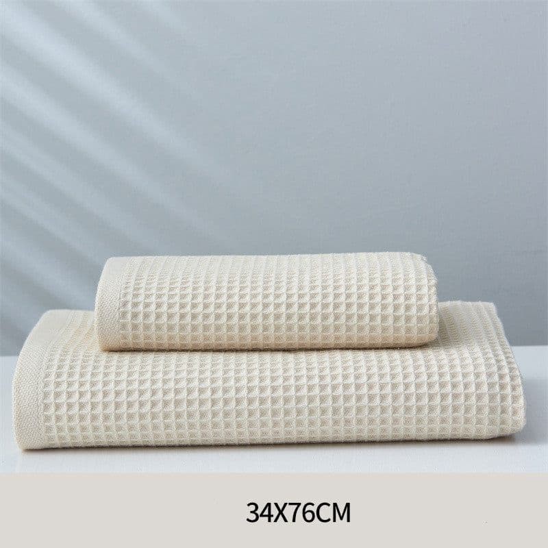 image-Pure Cotton Japanese-style Absorbent Household Honeycomb Pattern Towel