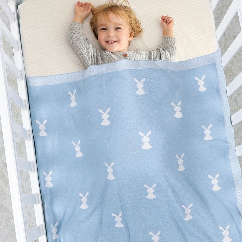image-Baby Cartoon Knitted Cotton Cute Windproof Blanket