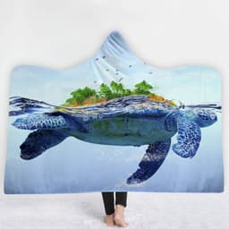 image-New Ocean Turtle Series Hooded Blanket Cape
