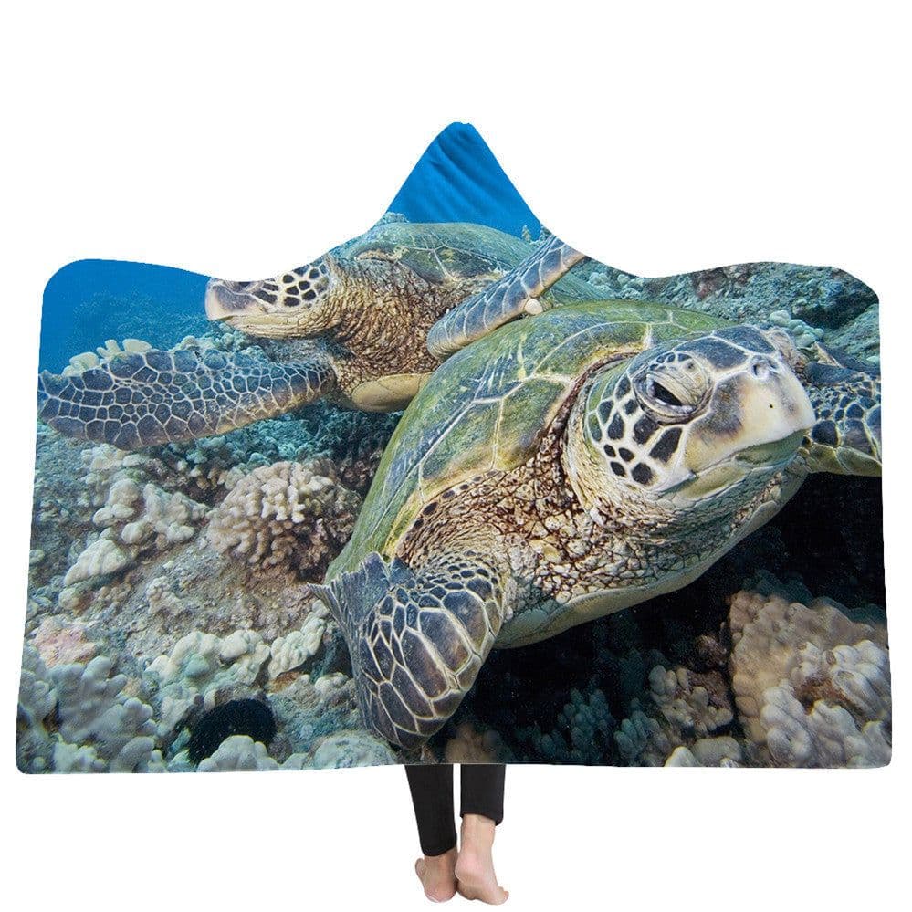 image-New Ocean Turtle Series Hooded Blanket Cape