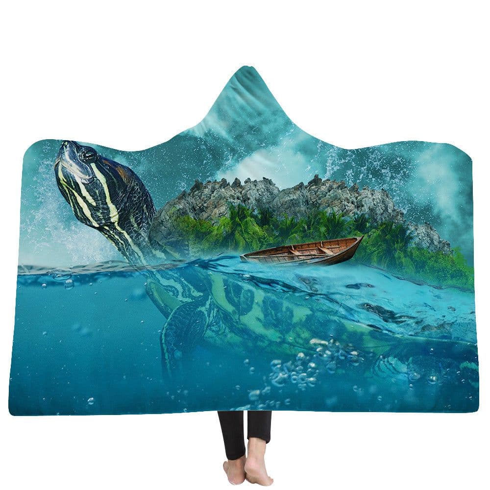 image-New Ocean Turtle Series Hooded Blanket Cape