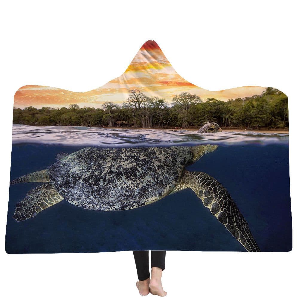 image-New Ocean Turtle Series Hooded Blanket Cape