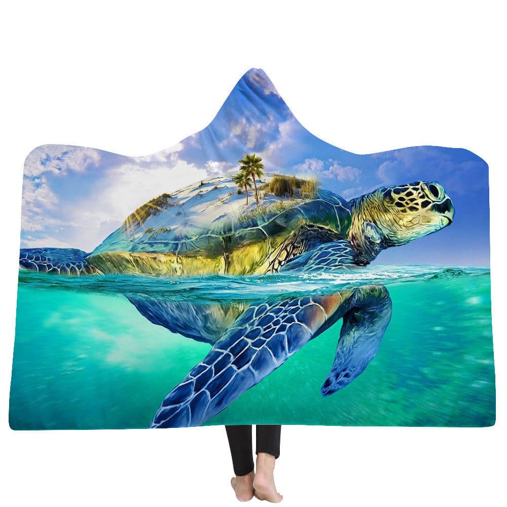 image-New Ocean Turtle Series Hooded Blanket Cape