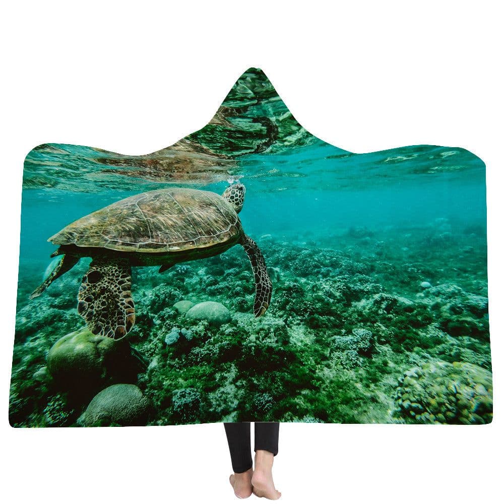 image-New Ocean Turtle Series Hooded Blanket Cape