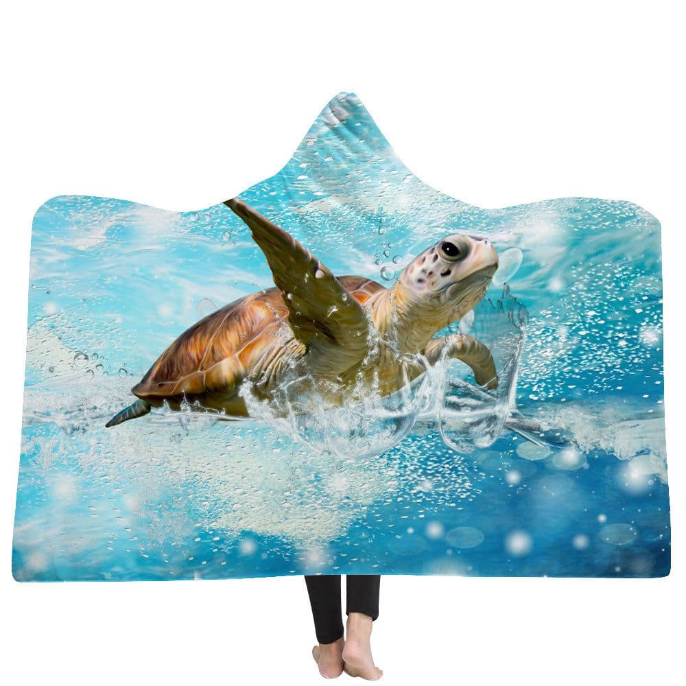 image-New Ocean Turtle Series Hooded Blanket Cape