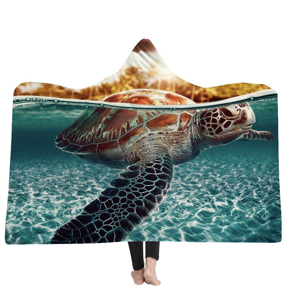image-New Ocean Turtle Series Hooded Blanket Cape