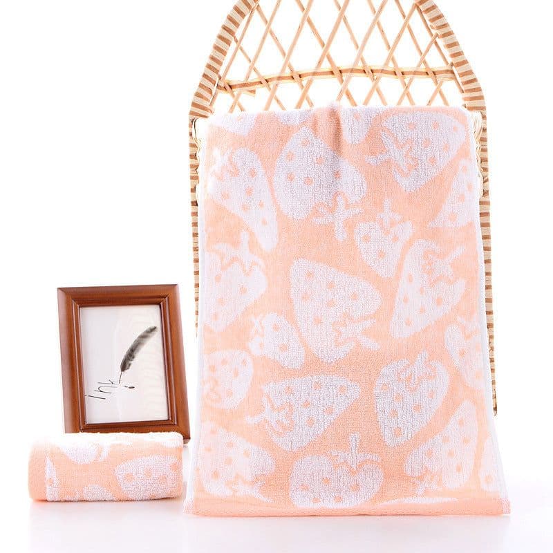 image-Bamboo Fiber Strawberry Towel Absorbs Water