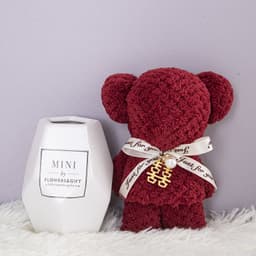 image-Bear Coral Velvet Towel Gift Handbag