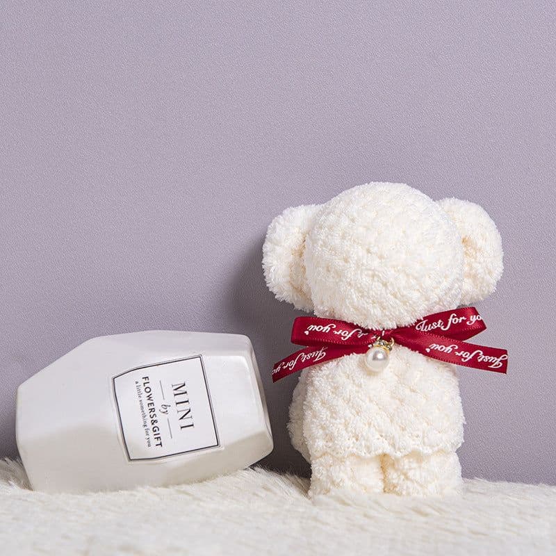image-Bear Coral Velvet Towel Gift Handbag