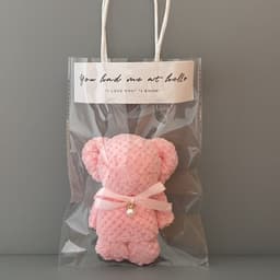 image-Bear Coral Velvet Towel Gift Handbag