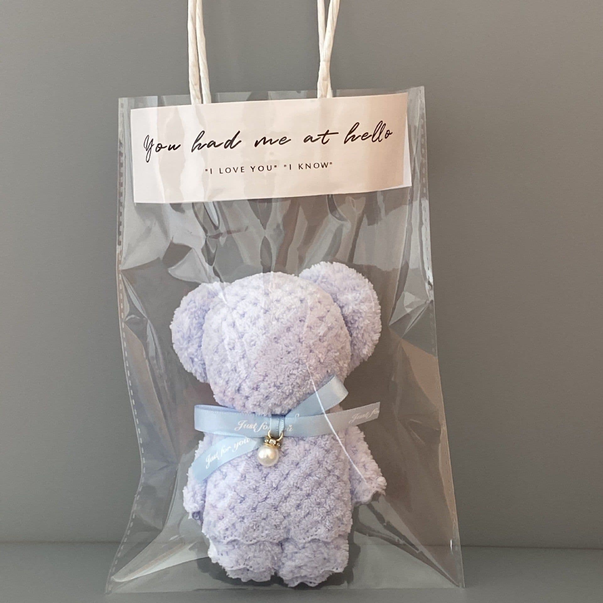 image-Bear Coral Velvet Towel Gift Handbag