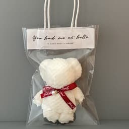 image-Bear Coral Velvet Towel Gift Handbag