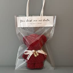image-Bear Coral Velvet Towel Gift Handbag