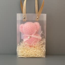 image-Bear Coral Velvet Towel Gift Handbag