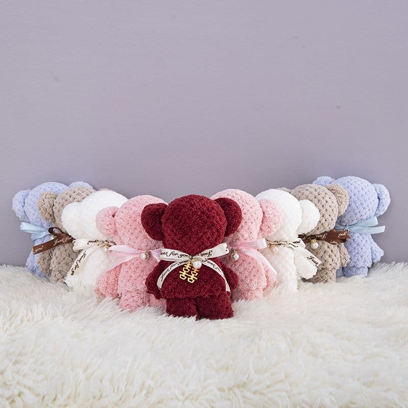 image-Bear Coral Velvet Towel Gift Handbag