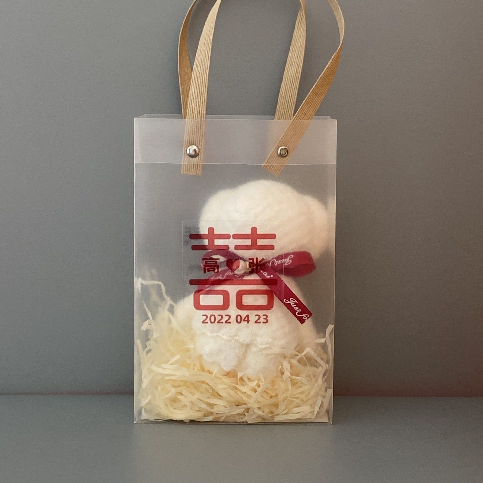 image-Bear Coral Velvet Towel Gift Handbag