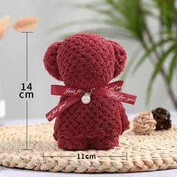 image-Bear Coral Velvet Towel Gift Handbag