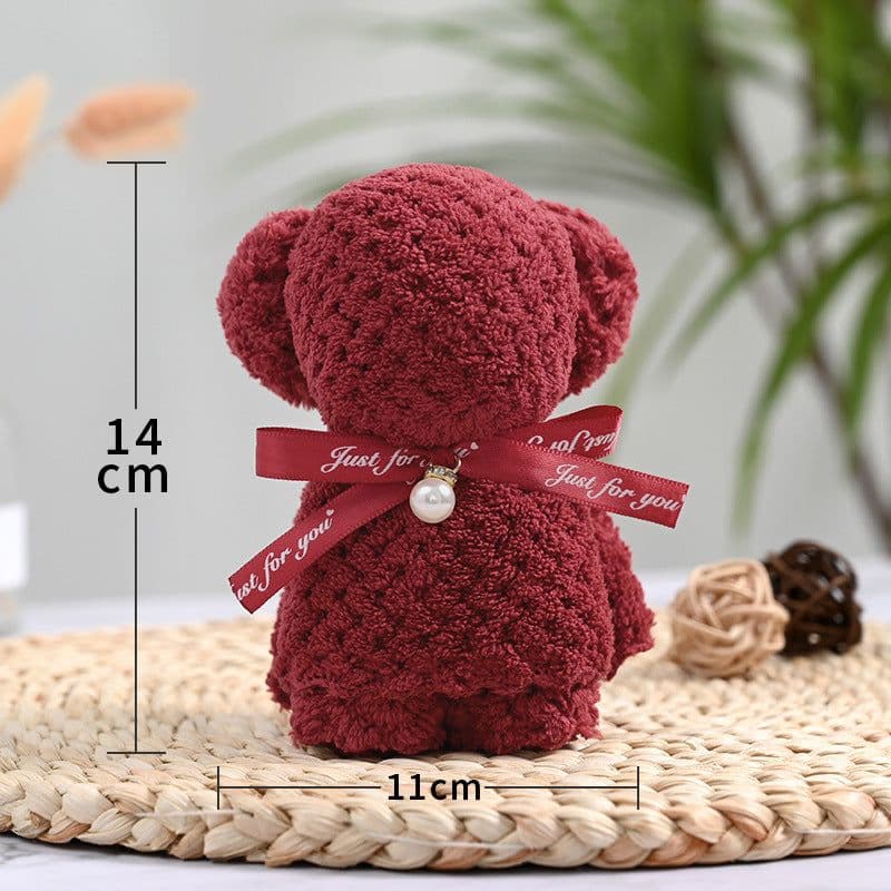 image-Bear Coral Velvet Towel Gift Handbag