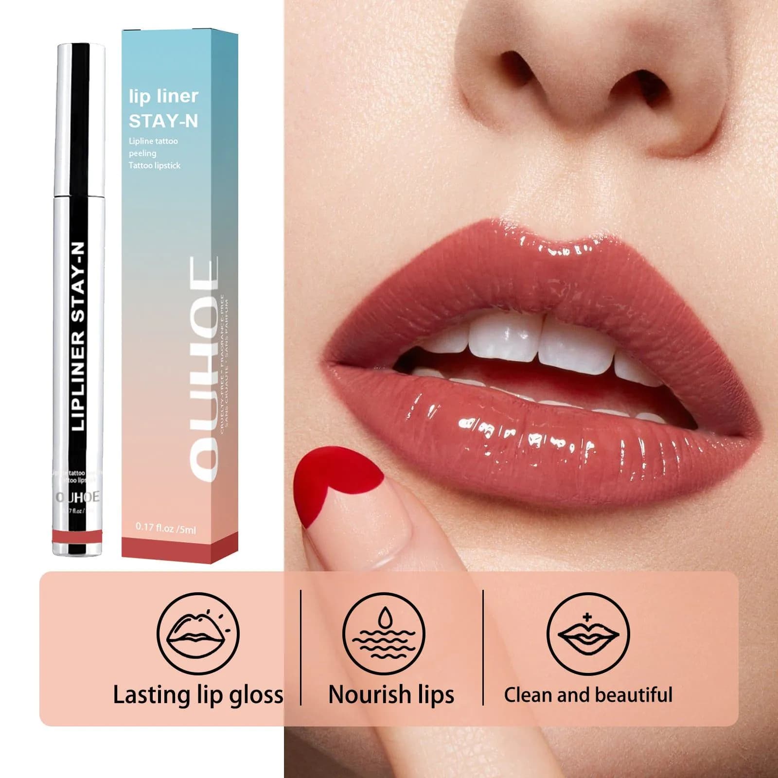 image-Lip Liner Pen Dark Brown Waterproof Long Lasting Plump Soft Lip Gloss Makeup Cosmetics