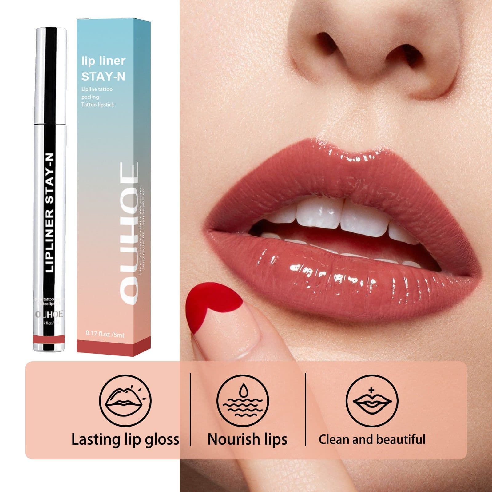 image-Lip Liner Pen Dark Brown Waterproof Long Lasting Plump Soft Lip Gloss Makeup Cosmetics