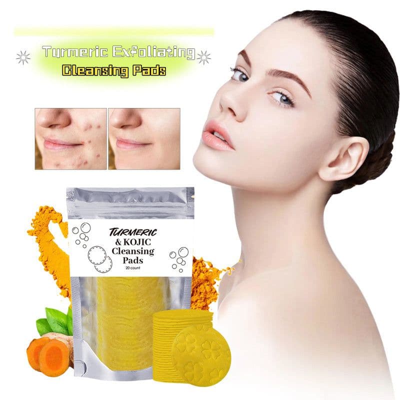 image-Turmeric Exfoliating Cleansing Pads Compressed Facial Sponges Skin Care Tools For Face Clogged Pores Excess Oil Cleansing