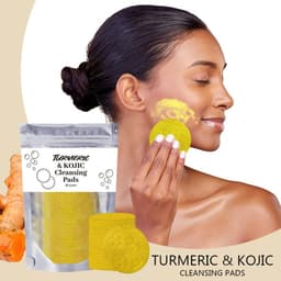 image-Turmeric Exfoliating Cleansing Pads Compressed Facial Sponges Skin Care Tools For Face Clogged Pores Excess Oil Cleansing