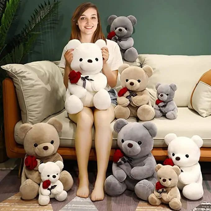image-23-45cm New Lovely Hug Roses Teddy Bear Plush Pillow Stuffed Soft Animal Dolls Nice Birthday Gift Girlfriend Valentine's Day