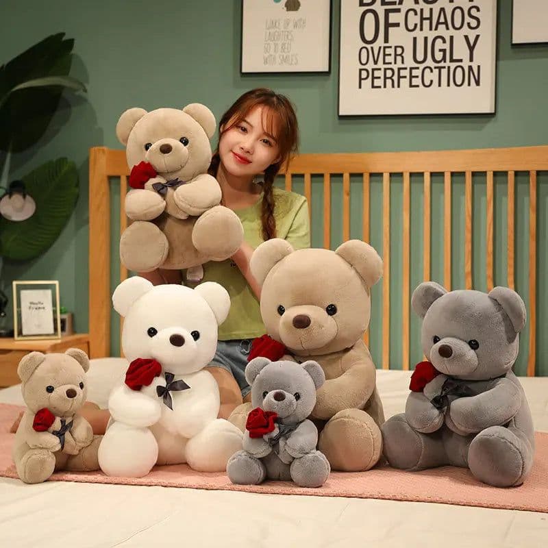 image-23-45cm New Lovely Hug Roses Teddy Bear Plush Pillow Stuffed Soft Animal Dolls Nice Birthday Gift Girlfriend Valentine's Day