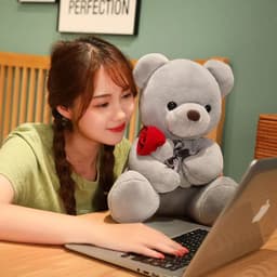image-23-45cm New Lovely Hug Roses Teddy Bear Plush Pillow Stuffed Soft Animal Dolls Nice Birthday Gift Girlfriend Valentine's Day
