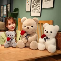 image-23-45cm New Lovely Hug Roses Teddy Bear Plush Pillow Stuffed Soft Animal Dolls Nice Birthday Gift Girlfriend Valentine's Day