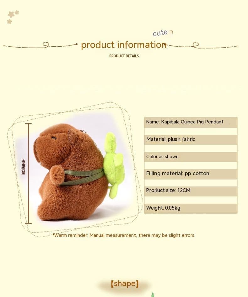 image-Capabala Pendant Water Guinea Pig Plush Toy Bag Pendant Key Ring Doll Ragdoll