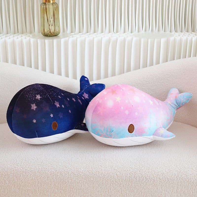 image-Cute Cartoon Chubby Doodle Soft And Adorable Dream Starry Sky Colorful Whale Plush Doll Pillow
