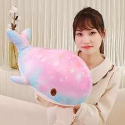 image-Cute Cartoon Chubby Doodle Soft And Adorable Dream Starry Sky Colorful Whale Plush Doll Pillow