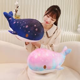 image-Cute Cartoon Chubby Doodle Soft And Adorable Dream Starry Sky Colorful Whale Plush Doll Pillow