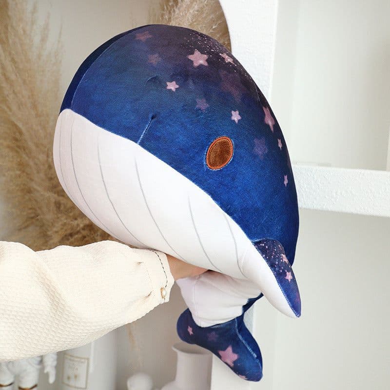image-Cute Cartoon Chubby Doodle Soft And Adorable Dream Starry Sky Colorful Whale Plush Doll Pillow