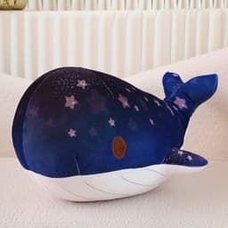 image-Cute Cartoon Chubby Doodle Soft And Adorable Dream Starry Sky Colorful Whale Plush Doll Pillow