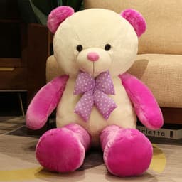 image-Two-tone Candy Color Bow Tie Teddy Bear Plush Toy