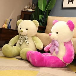 image-Two-tone Candy Color Bow Tie Teddy Bear Plush Toy