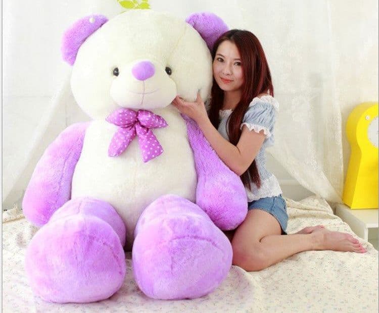 image-Two-tone Candy Color Bow Tie Teddy Bear Plush Toy