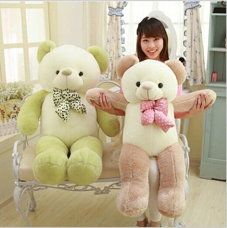 image-Two-tone Candy Color Bow Tie Teddy Bear Plush Toy