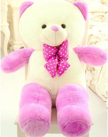 image-Two-tone Candy Color Bow Tie Teddy Bear Plush Toy