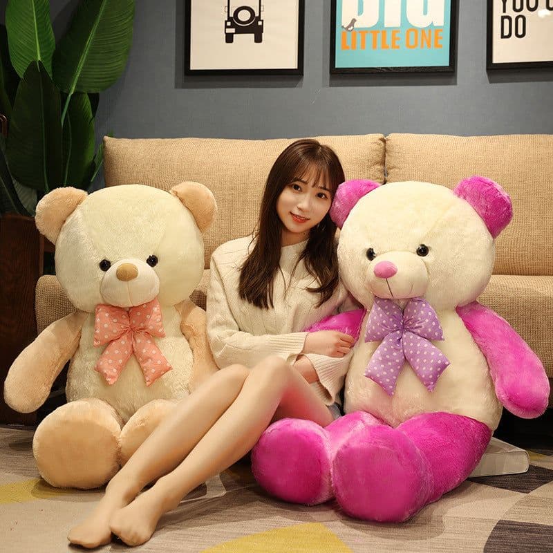 image-Two-tone Candy Color Bow Tie Teddy Bear Plush Toy