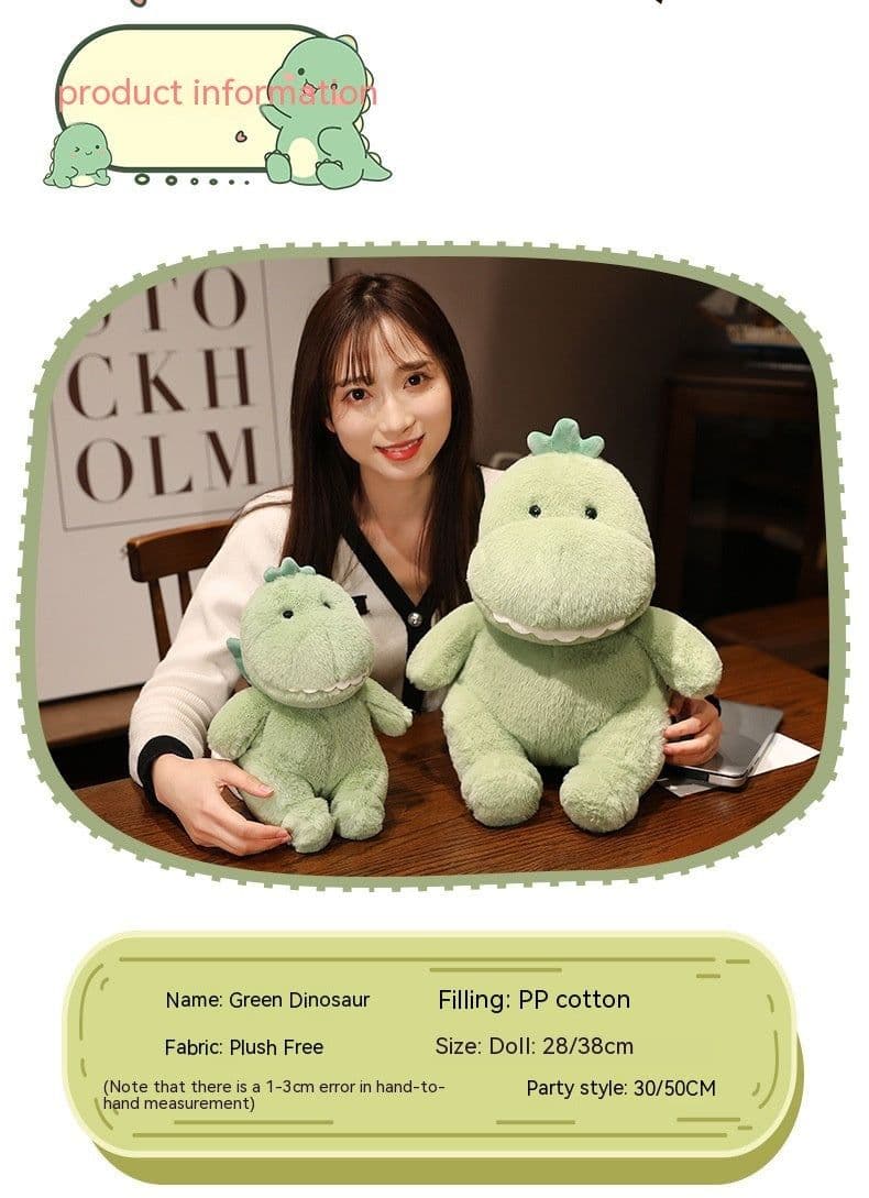 image-Cute Dinosaur Doll Angel Green Dinosaur Plush Toy With Wings
