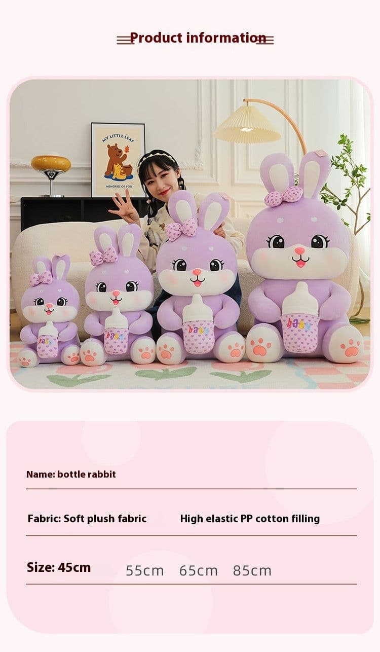 image-Milk Bottle Rabbit Plush Toy Children's Birthday Gifts