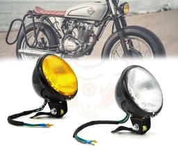 image-Retro Car Light Yellow Glass Retro Headlight Far And Near Fog Light