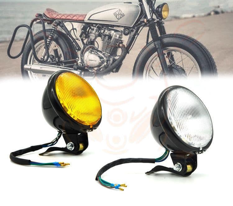image-Retro Car Light Yellow Glass Retro Headlight Far And Near Fog Light
