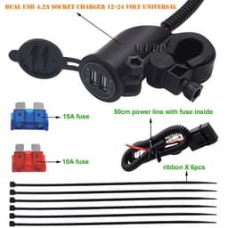 image-4.2A Dual USB Car Mobile Phone Charger Motorcycle ATV Universal 12Vor24V Modified Lead