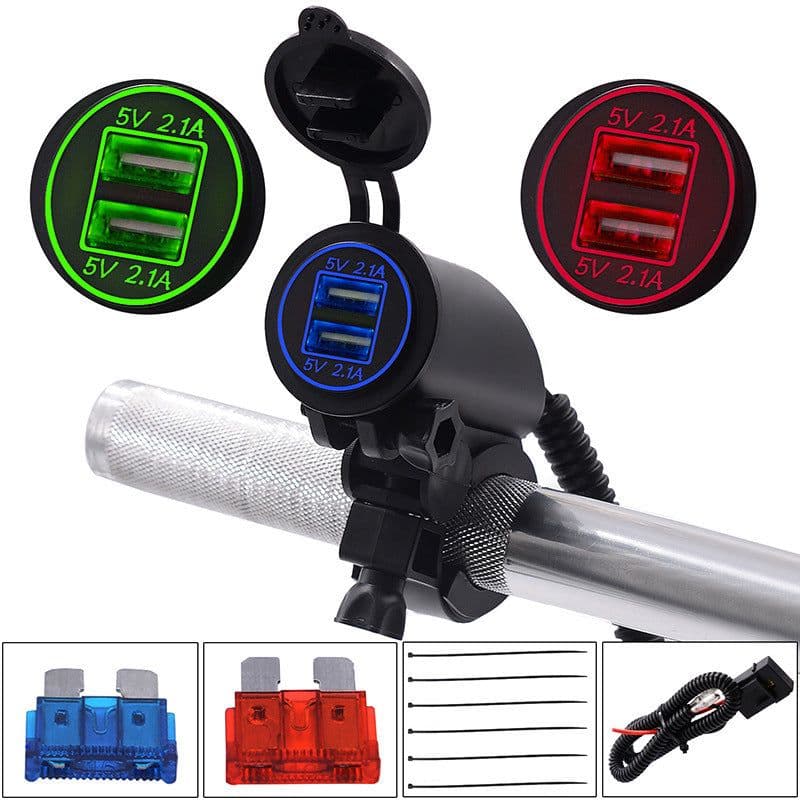 image-4.2A Dual USB Car Mobile Phone Charger Motorcycle ATV Universal 12Vor24V Modified Lead